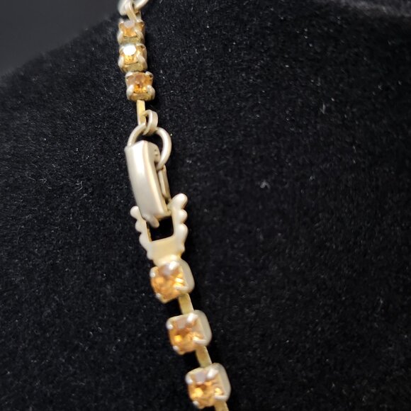 Vintage Rhinstone Necklace Aurora Borealis & Citrine - Picture 6 of 7